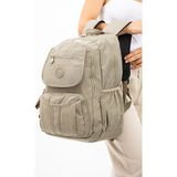 Baginn Lise Okul Sırt Çantası Çok Cepli Okul Çantası Hafif Klinkır Kumaş 43*30 cm Seyahat Çantası - Bej