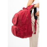Baginn Lise Okul Sırt Çantası Çok Cepli Okul Çantası Hafif Klinkır Kumaş 43*30 cm Seyahat Çantası - Bordo