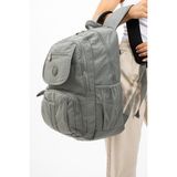 Baginn Lise Okul Sırt Çantası Çok Cepli Okul Çantası Hafif Klinkır Kumaş 43*30 cm Seyahat Çantası - Gri