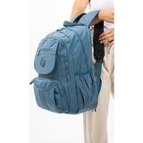 Baginn Lise Okul Sırt Çantası Çok Cepli Okul Çantası Hafif Klinkır Kumaş 43*30 cm Seyahat Çantası - Mavi