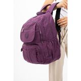 Baginn Lise Okul Sırt Çantası Çok Cepli Okul Çantası Hafif Klinkır Kumaş 43*30 cm Seyahat Çantası - Mor