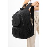 Baginn Lise Okul Sırt Çantası Çok Cepli Okul Çantası Hafif Klinkır Kumaş 43*30 cm Seyahat Çantası - Siyah