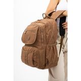 Baginn Lise Okul Sırt Çantası Çok Cepli Okul Çantası Hafif Klinkır Kumaş 43*30 cm Seyahat Çantası - Taba