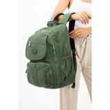 Baginn Lise Okul Sırt Çantası Çok Cepli Okul Çantası Hafif Klinkır Kumaş 43*30 cm Seyahat Çantası - Yeşil