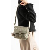 Baginn Mini Boy Kadın Postacı Omuz Çantası Çapraz Askılı Hafif Su Itici Kumaş 20*20 cm Çok Cepli - 20 x 20 cm - Bej