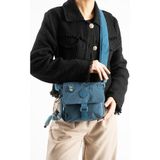 Baginn Mini Boy Kadın Postacı Omuz Çantası Çapraz Askılı Hafif Su Itici Kumaş 20*20 cm Çok Cepli - 20 x 20 cm - Mavi