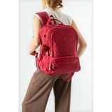 Baginn Ortaokul Lise Üniversite Okul Sırt Çantası Unisex 40*30 cm Su Itici Hafif Klinkır Kumaş Çok Cepli 3m - Bordo