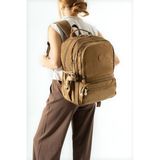 Baginn Ortaokul Lise Üniversite Okul Sırt Çantası Unisex 40*30 cm Su Itici Hafif Klinkır Kumaş Çok Cepli 3m - Taba