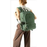 Baginn Ortaokul Lise Üniversite Okul Sırt Çantası Unisex 40*30 cm Su Itici Hafif Klinkır Kumaş Çok Cepli 3m - Yeşil
