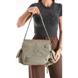 Baginn Postacı Okul Çantası Çapraz Askılı Büyük Boy 33*27 cm Askı Uzunluğu 130 cm Çok Cepli Kapaklı Omuz - Bej