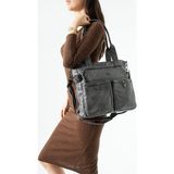 Baginn Retro Vegan Deri Kadın Omuz Çantası Y.s.deri Çok Cepli Çapraz Askılı Bayan Çantası 30*30 cm - 30 x 30 cm - Gri