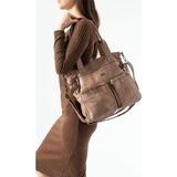 Baginn Retro Vegan Deri Kadın Omuz Çantası Y.s.deri Çok Cepli Çapraz Askılı Bayan Çantası 30*30 cm - 30 x 30 cm - Vizon