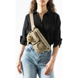 Baginn Unisex Bel Çantası Free Bag Klinkır Kumaş Postacı Omuz Çantası Fonksiyonel Kullanım Çapraz Askılı - Vizon