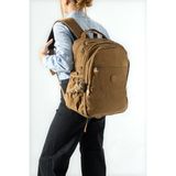 Baginn Unisex Klinkır Okul Çantası Lise Ortaokul Üniversite Sırt Çantası 40*30 cm Hafif Kumaş Çok Cepli 3k - Taba