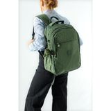 Baginn Unisex Klinkır Okul Çantası Lise Ortaokul Üniversite Sırt Çantası 40*30 cm Hafif Kumaş Çok Cepli 3k - Yeşil