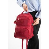 Baginn Unisex Klinkır Okul Çantası Lise Ortaokul Üniversite Sırt Çantası 40*30 cm Hafif Kumaş Çok Cepli - Bordo