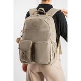 Baginn Unisex Klinkır Okul Çantası Lise Ortaokul Üniversite Sırt Çantası 45*30 cm Hafif Kumaş Çok Cepli - Bej