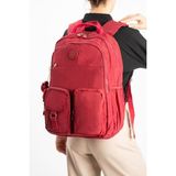 Baginn Unisex Klinkır Okul Çantası Lise Ortaokul Üniversite Sırt Çantası 45*30 cm Hafif Kumaş Çok Cepli - Bordo