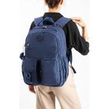Baginn Unisex Klinkır Okul Çantası Lise Ortaokul Üniversite Sırt Çantası 45*30 cm Hafif Kumaş Çok Cepli - Lacivert