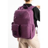 Baginn Unisex Klinkır Okul Çantası Lise Ortaokul Üniversite Sırt Çantası 45*30 cm Hafif Kumaş Çok Cepli - Mor