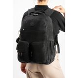 Baginn Unisex Klinkır Okul Çantası Lise Ortaokul Üniversite Sırt Çantası 45*30 cm Hafif Kumaş Çok Cepli - Siyah