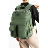 Baginn Unisex Klinkır Okul Çantası Lise Ortaokul Üniversite Sırt Çantası 45*30 cm Hafif Kumaş Çok Cepli - Yeşil