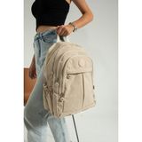 Baginn Unisex Okul Çantası Günlük Sırt Çantası 40*30 cm Lise Ortaokul Çantası Hafif Yağmur Geçirmez Kumaş - Krem