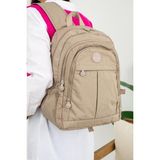 Baginn Unisex Okul Çantası Günlük Sırt Çantası 40*30 cm Lise Ortaokul Çantası Hafif Yağmur Geçirmez Kumaş - Vizon