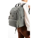 Baginn Unisex Okul Çantası Lise Ortaokul Üniversite Sırt Çantası 40*30 cm Hafif Klinkır Kumaş Çok Cepli 3s - Gri