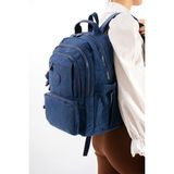 Baginn Unisex Okul Çantası Lise Ortaokul Üniversite Sırt Çantası 40*30 cm Hafif Klinkır Kumaş Çok Cepli 3s - Lacivert