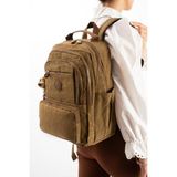 Baginn Unisex Okul Çantası Lise Ortaokul Üniversite Sırt Çantası 40*30 cm Hafif Klinkır Kumaş Çok Cepli 3s - Taba