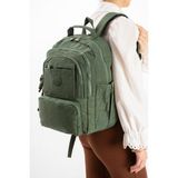 Baginn Unisex Okul Çantası Lise Ortaokul Üniversite Sırt Çantası 40*30 cm Hafif Klinkır Kumaş Çok Cepli 3s - Yeşil