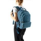 Baginn Unisex Okul Çantası Lise Ortaokul Üniversite Sırt Çantası 40*30 cm Hafif Klinkır Kumaş Çok Cepli 4h - Mavi