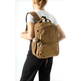 Baginn Unisex Okul Çantası Lise Ortaokul Üniversite Sırt Çantası 40*30 cm Hafif Klinkır Kumaş Çok Cepli 4h - Taba