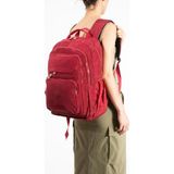 Baginn Unisex Okul Çantası Lise Ortaokul Üniversite Sırt Çantası 43*30 cm Hafif Klinkır Kumaş Çok Cepli - Bordo