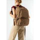 Baginn Unisex Okul Çantası Lise Ortaokul Üniversite Sırt Çantası 43*30 cm Klinkır Hafif Kumaş Çok Cepli 2h - Taba