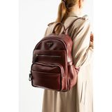 Baginn Vegan Deri Kadın Sırt Çantası 35*25 cm Yağmur Itici Kumaş Mega Bag Günlük Kullanıma Uygun - 35 x 25 cm - Bordo