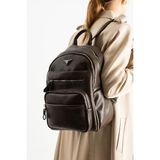 Baginn Vegan Deri Kadın Sırt Çantası 35*25 cm Yağmur Itici Kumaş Mega Bag Günlük Kullanıma Uygun - 35 x 25 cm - Kahverengi