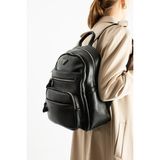 Baginn Vegan Deri Kadın Sırt Çantası 35*25 cm Yağmur Itici Kumaş Mega Bag Günlük Kullanıma Uygun - 35 x 25 cm - Siyah