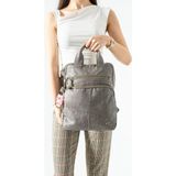 Baginn Vegan Deri Kadın Sırt Çantası Laptop-Evrak Sırt Çantası 33*25 cm Işıklı Charm Hediyeli - 33 x 25 cm - Gri
