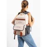 Baginn Ventis Unisex Lise Ortaokul Sırt Çantası Okul Çantası 43*30 cm Su Geçirmez Kumaş Çok Cepli Vnt5-I - Krem