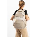 Baginn Ventis Unisex Maskotlu Okul Çantası Lise Ortaokul Sırt Çantası 43*30 cm Çok Cepli Vnt5-J - Krem