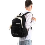 Baginn Ventis Unisex Maskotlu Okul Çantası Lise Ortaokul Sırt Çantası 43*30 cm Çok Cepli Vnt5-J - Siyah