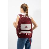 Baginn Ventis Unisex Okul Çantası Lise Ortaokul Sırt Çantası 43*30 cm Su Geçirmez Kumaş Çok Cepli Vnt1-B - Bordo