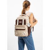 Baginn Ventis Unisex Okul Çantası Lise Ortaokul Sırt Çantası 43*30 cm Su Geçirmez Kumaş Çok Cepli Vnt5-F - Krem