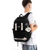Baginn Ventis Unisex Okul Çantası Lise Ortaokul Sırt Çantası 43*30 cm Su Geçirmez Kumaş Çok Cepli Vnt5-F - Siyah