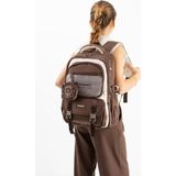 Baginn Ventis Unisex Okul Çantası Ortaokul Lise Cüzdanlı Sırt Çantası 43*30 cm Su Geçirmez Kumaş Vnt5-E - Kahverengi