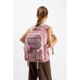 Baginn Ventis Unisex Okul Çantası Ortaokul Lise Cüzdanlı Sırt Çantası 43*30 cm Su Geçirmez Kumaş Vnt5-E - Pembe