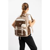 Baginn Ventis Unisex Okul Çantası Ortaokul Lise Maskotlu Sırt Çantası 43*30 cm Su Geçirmez Kumaş Vnt4-G - Kahverengi