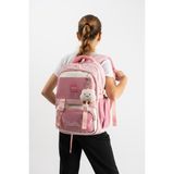 Baginn Ventis Unisex Okul Çantası Ortaokul Lise Maskotlu Sırt Çantası 43*30 cm Su Geçirmez Kumaş Vnt4-G - Pembe
